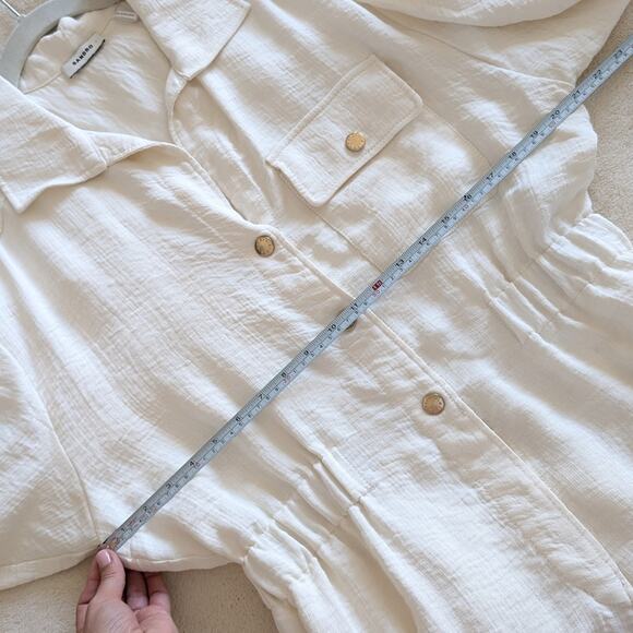 NWT Sandro Long-Sleeve Ivory/Ecru Linen Blend Utility Jumpsuit, size 42 / US 10 - Picture 12 of 16